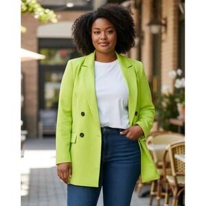 NEW Wildfang Womens The Empower Double Breasted Blazer Green Size Medium M